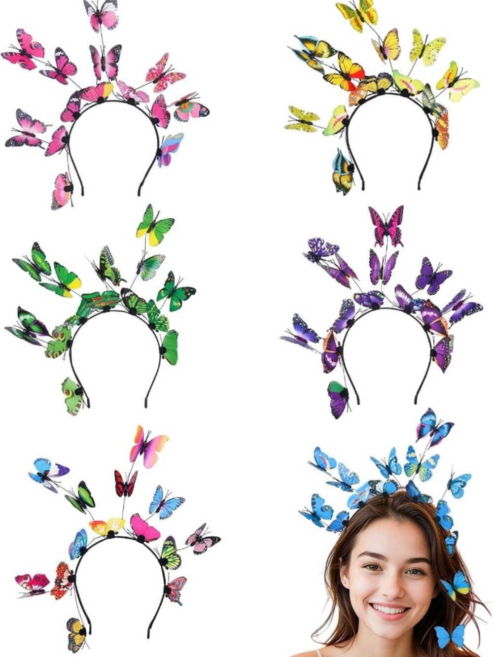 12-Pack Butterfly Fascinator Headbands for Tea Parties, Costumes & Nature Events